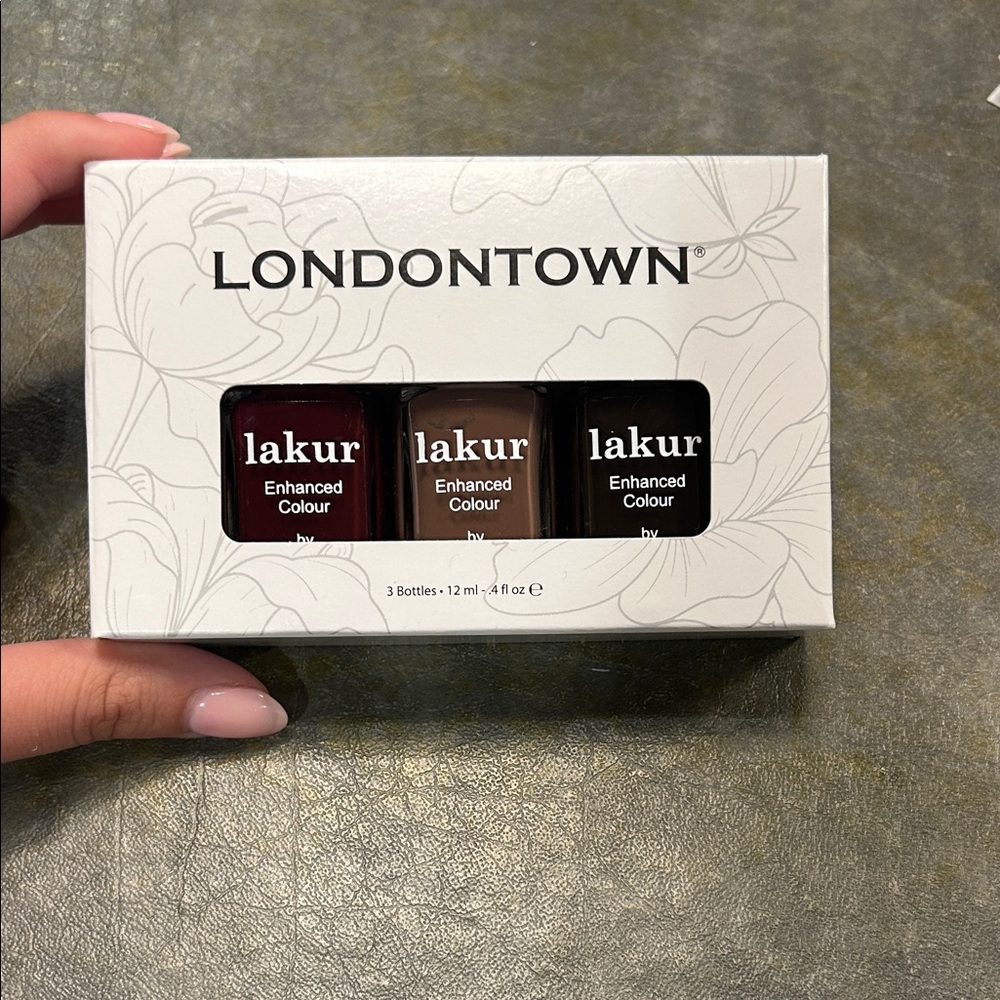 Londontown Lakur Enhanced Colour nail polish trio set featuring moody deep tones